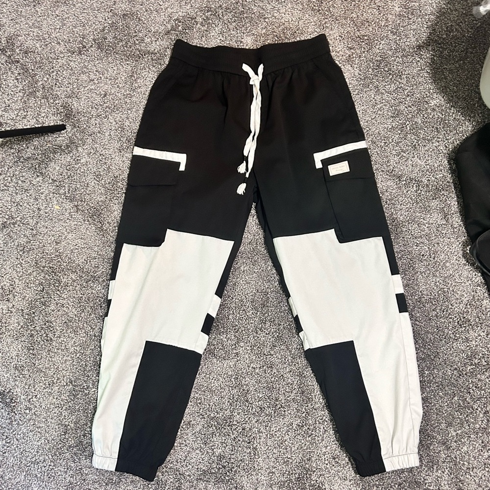 Black and white cargo pants